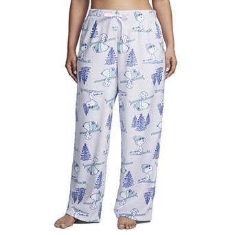 Plus Size Peanuts Snoopy Skiing Luxe Plush Pajama Pants