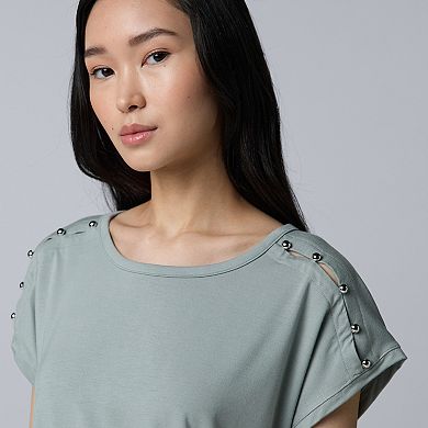 Women's Simply Vera Vera Wang Shoulder Button Detail Top