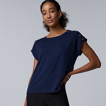Women's Simply Vera Vera Wang Shoulder Button Detail Top