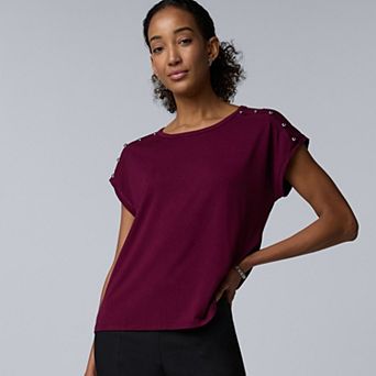 Women's Simply Vera Vera Wang Shoulder Button Detail Top