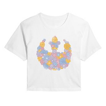 Juniors' Star Wars Rebel Spring Flowers Graphic Cropped Tee