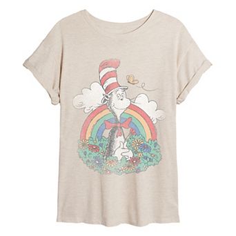 Juniors' Dr. Seuss The Cat In The Hat Distressed Oversized Tee