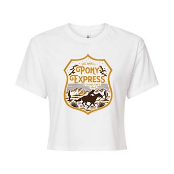 Juniors' USPS Pony Express Established 1860 Western Cropped Tee