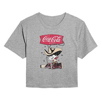 Juniors' Coca-Cola Cowboy Distressed Cropped Tee