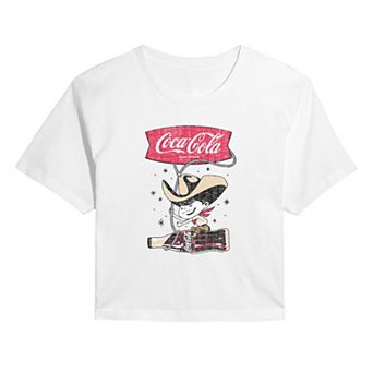Juniors' Coca-Cola Cowboy Distressed Cropped Tee