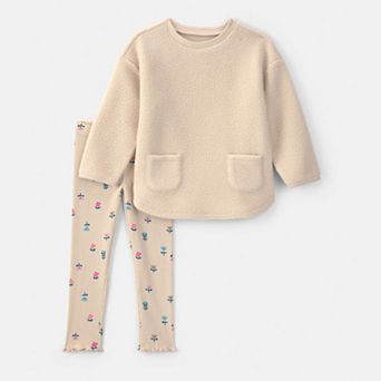 Toddler Girls Carter's 2 pc Plaid Fleece Long-Sleeve Top & Pant Set