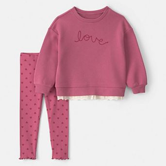 Toddler Girl Carter's 2 pc 'Love' Fleece Long-Sleeve Top & Pant Set