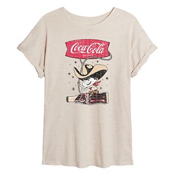 Juniors' Coca-Cola Cowboy Distressed Oversized Tee