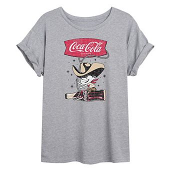 Juniors' Coca-Cola Cowboy Distressed Oversized Tee