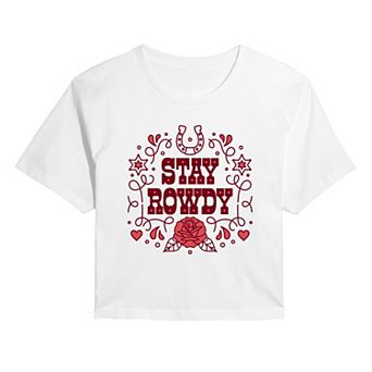 Juniors' Stay Rowdy Cropped Tee