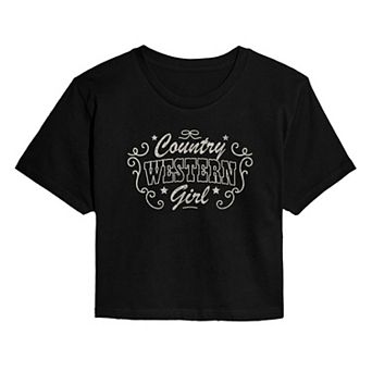 Juniors' Country Western Girl Cropped Tee