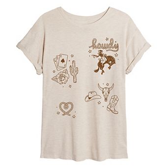 Juniors' Cowgirl Icons Oversized Tee