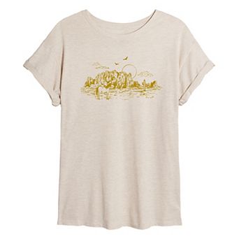 Juniors' Western Desert Landscape Oversized Tee