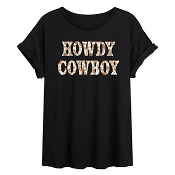 Juniors' Howdy Cowboy Oversized Tee