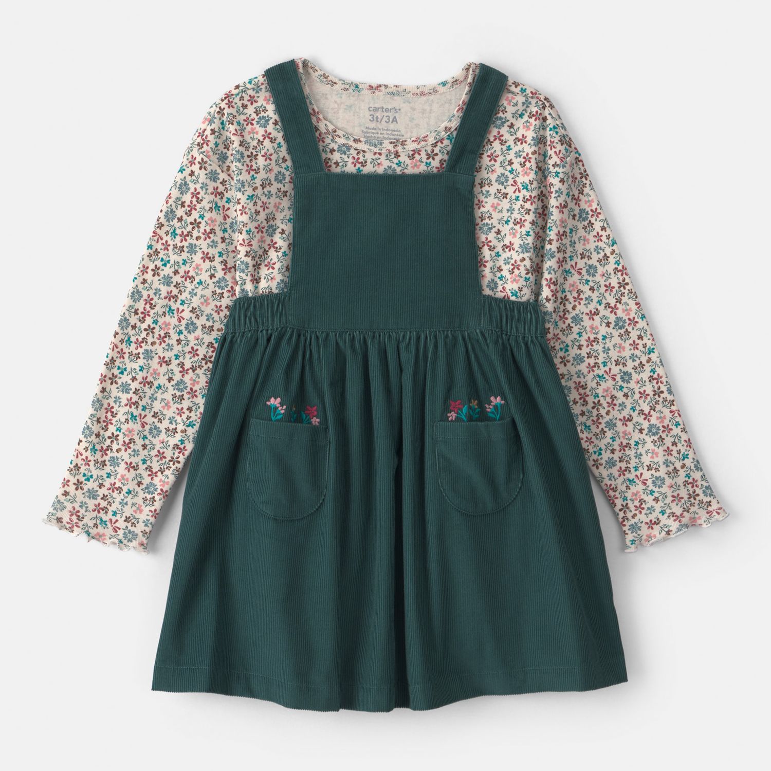 Платья Carter's 2 pc Floral Long Sleeve Dress Set для девочек-малышей, цвет: Зелёный