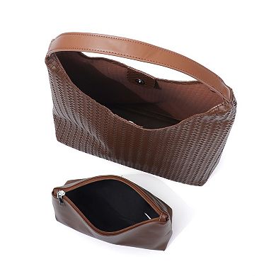 Adornia Textured Slouchy Shoulder Bag with Pouch