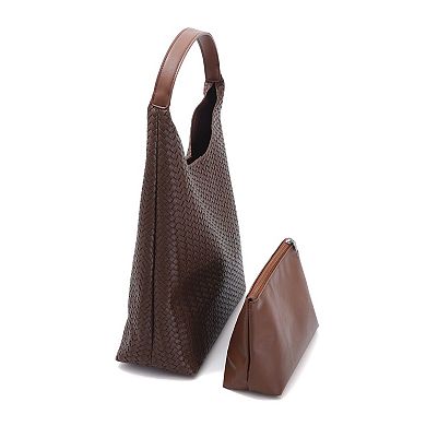 Adornia Textured Slouchy Shoulder Bag with Pouch