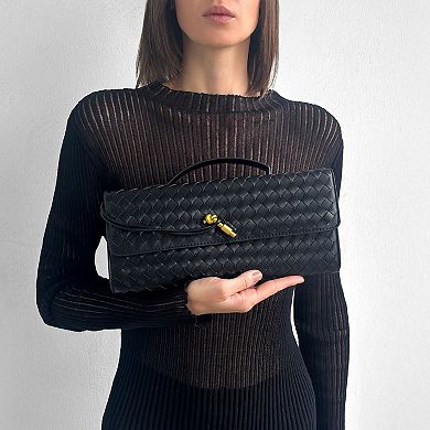 Adornia Woven Baguette Bag with Crossbody Strap