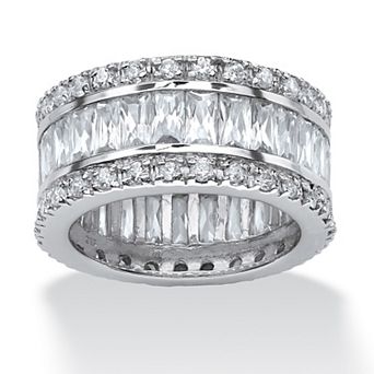 PalmBeach Jewelry 9.34 TCW Cubic Zirconia Eternity Band in Platinum-plated Sterling Silver
