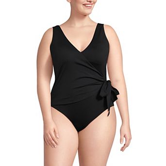 Plus Size Lands' End Side Tie Wrap One-Piece Swimsuit