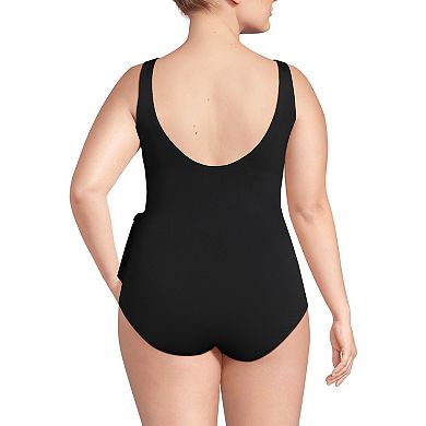 Plus Size Lands' End Side Tie Wrap One-Piece Swimsuit