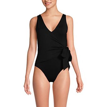 Women's Tall Lands' End Side Tie Wrap One-Piece Swimsuit