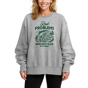 Women's Riley Green Reel Problems Angler's Club Oversized Fleece Crew Sweatshirt