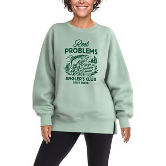 Women's Riley Green Reel Problems Angler's Club Oversized Fleece Crew Sweatshirt