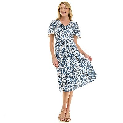 luxology dress Women's Off-The-Shoulder Mini Polka Dot Dress, Size: 15, Navy made from a blend of polyester and rayon Luxology Women's Sleeveless Smocked Bodice