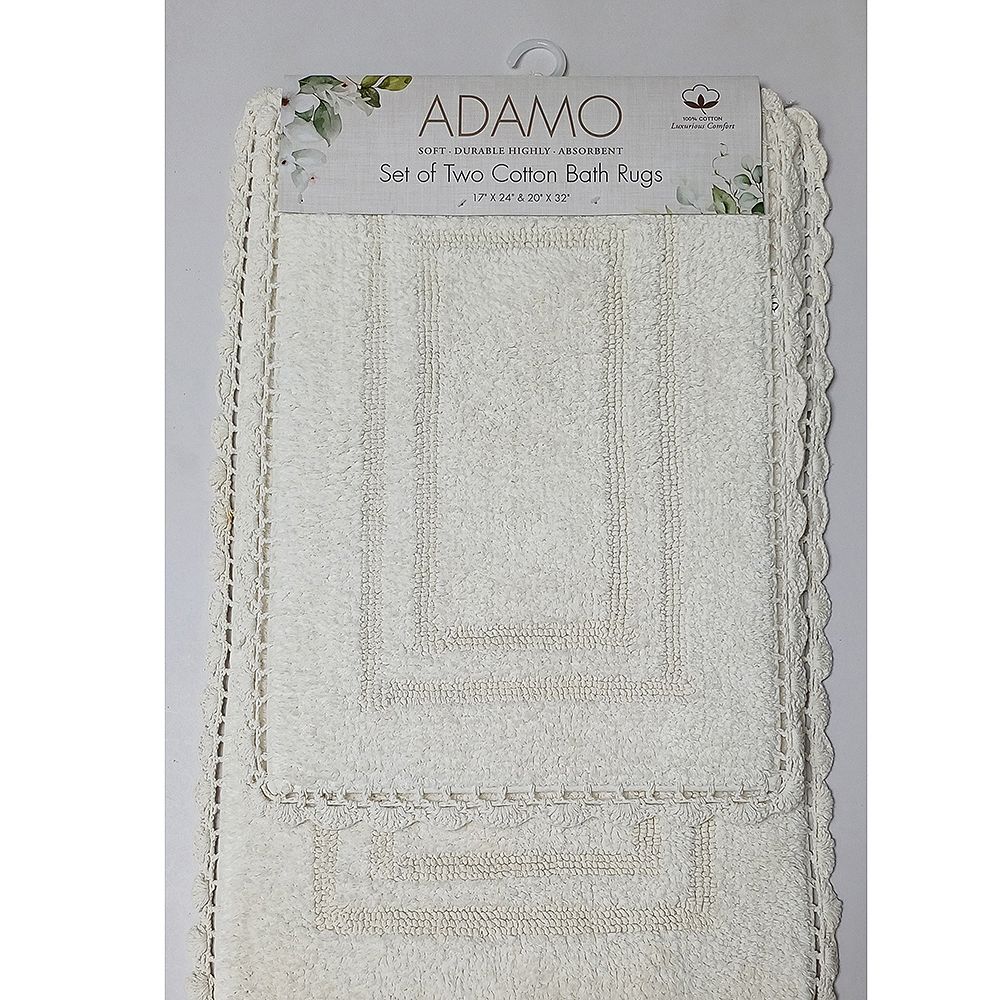 Premium Adamo 2 Pieces Cotton Anti Skid Luxurious Bath Rug Set