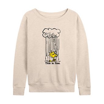 Women's Peanuts Woodstock This Is Fine French Terry Long Sleeve Tee