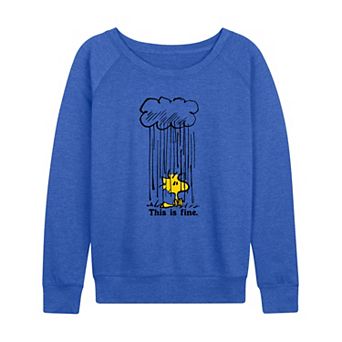 Women's Peanuts Woodstock This Is Fine French Terry Long Sleeve Tee