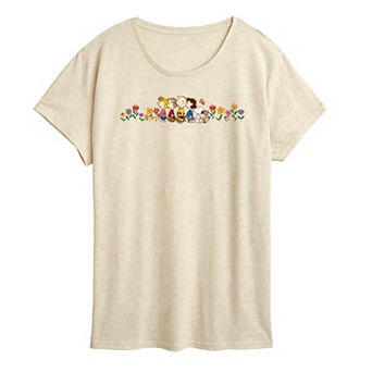 Women's Peanuts Group Flowers Graphic Tee