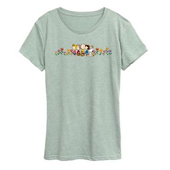 Women's Peanuts Group Flowers Graphic Tee
