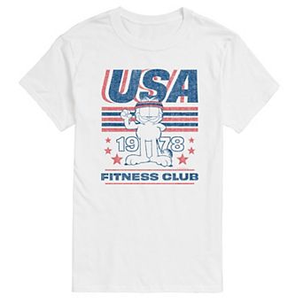 Big & Tall Garfield USA Fitness Club Distressed Graphic Tee