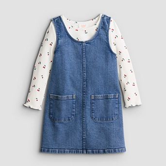 Baby & Toddler Girl Jumping Beans® 2 pc Rib Top & Denim Dress Set