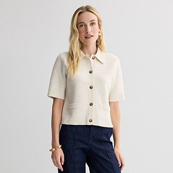 Women's Nine West Clean Short Sleeve Cardigan