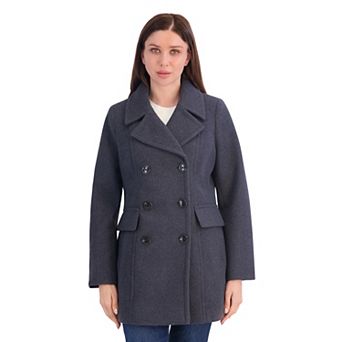 Women's London Fog Faux Wool Double Breasted Peacoat