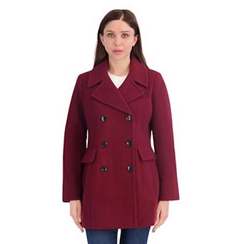 Women's London Fog Faux Wool Double Breasted Peacoat