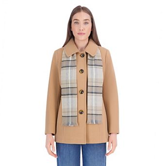 Women's London Fog Wool Coat with Scarf