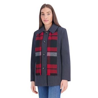 Women's London Fog Wool Coat with Scarf