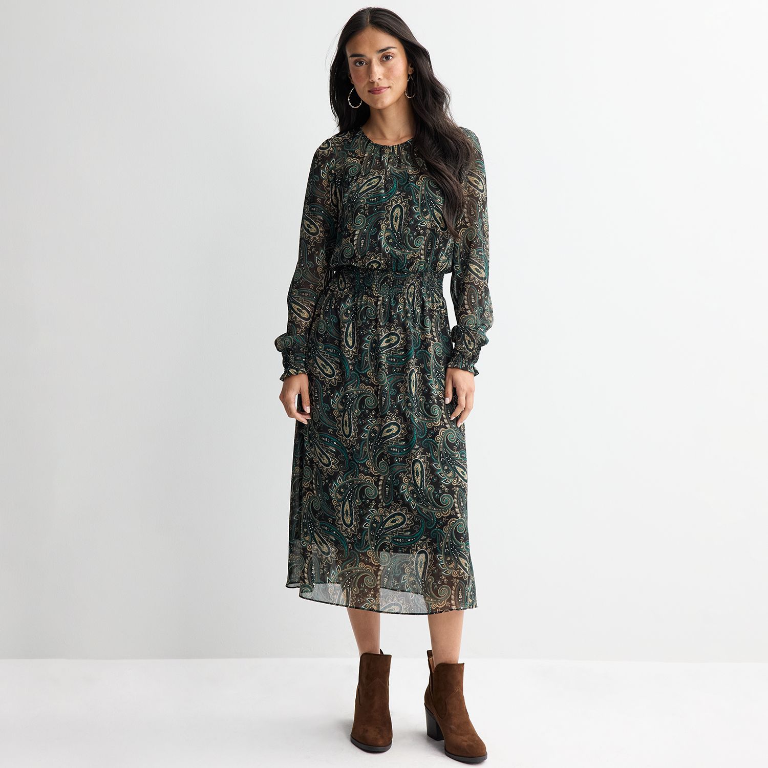 Женское платье Harper Rose Long Sleeve Vintage Paisley Smock Waist Midi