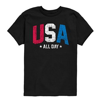 Boys 8-20 USA All Day Distressed Graphic Tee