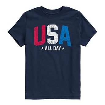 Boys 8-20 USA All Day Distressed Graphic Tee