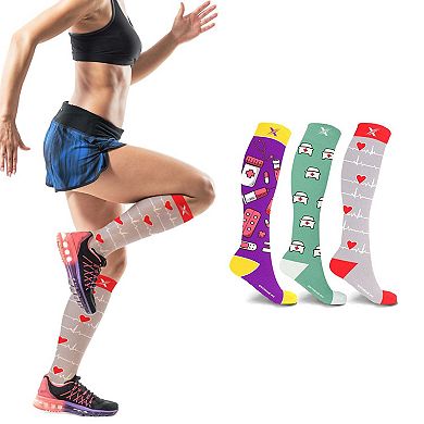 Knee High Compression Performance Socks For Support For Men And Women - 3 Pair