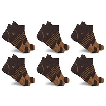 Copper Compression Socks - Ankle High For Running, Athtletics, Travel - 6 Pair