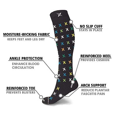 Glow In The Dark Sport Compression Socks - Knee High Performance Socks - 3 Pair