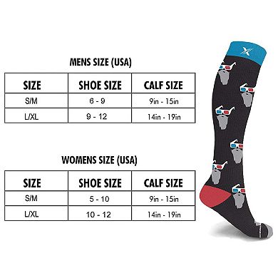 Glow In The Dark Sport Compression Socks - Knee High Performance Socks - 3 Pair