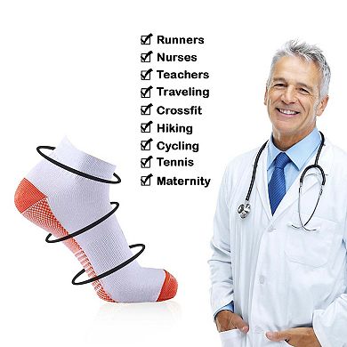 Copper Compression Socks - Ankle High For Running, Athtletics, Travel - 6 Pair