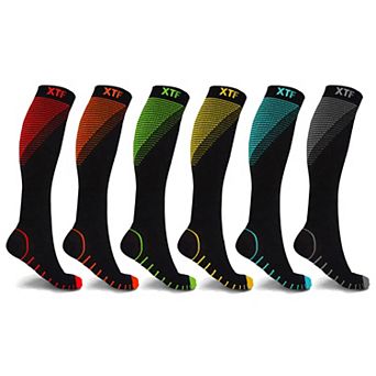 Athletic Compression Socks For Men & Women Knee High - For Athletics, Pregnancy And Travel - 6 Pair